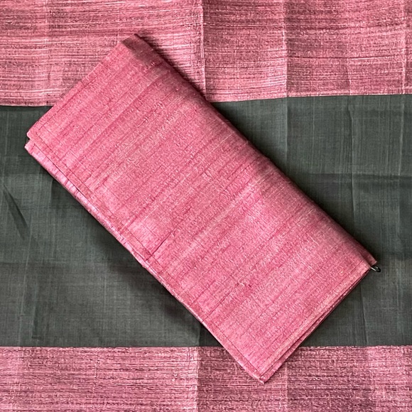 Cambodian Khmer Silk Two Tone Black Purple Handmade Scarf and Wallet set - Picture 3 of 5